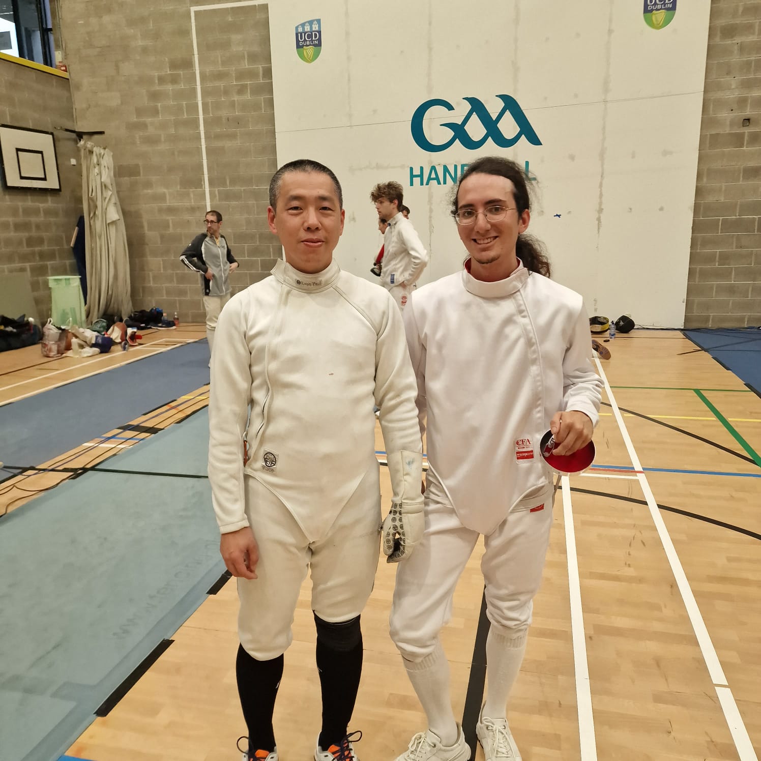 Fencing tournament action